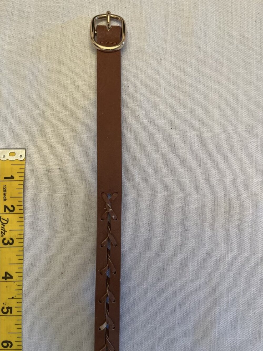 Tan Skinny Belt with Lacing Size M